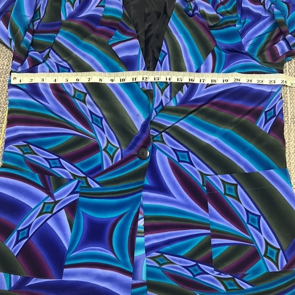 Vintage 80s 90s Polyester Boxy Dressy Festival Abstract Disco Blazer Jacket - Picture 9 of 15